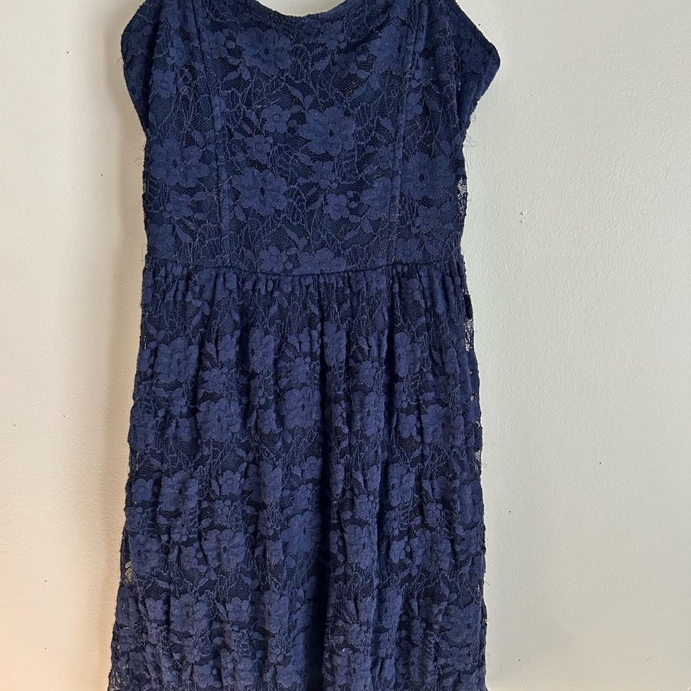 Garage Navy Floral Lace Dress